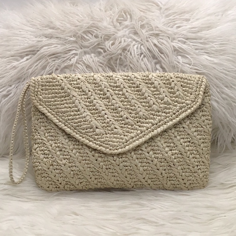 Elegant Cream Woven Clutch